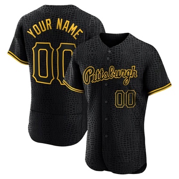 Authentic Custom Men's Pittsburgh Pirates Black Snake Skin City Jersey