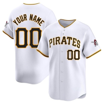 Limited Custom Men's Pittsburgh Pirates White Home Jersey