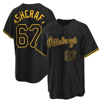 Replica Braxton Ashcraft Youth Pittsburgh Pirates Black Snake Skin City Jersey