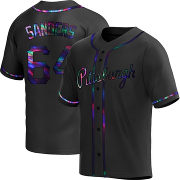 Replica Cam Sanders Youth Pittsburgh Pirates Black Holographic Alternate Jersey
