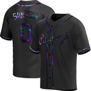 Replica Camden Sanders Men's Pittsburgh Pirates Black Holographic Alternate Jersey