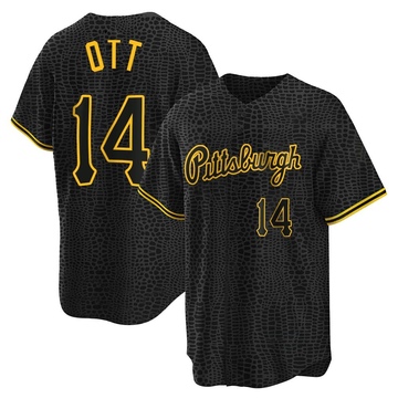 Replica Ed Ott Men's Pittsburgh Pirates Black Snake Skin City Jersey