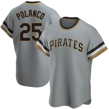 Replica Gregory Polanco Men's Pittsburgh Pirates Gray Road Cooperstown Collection Jersey