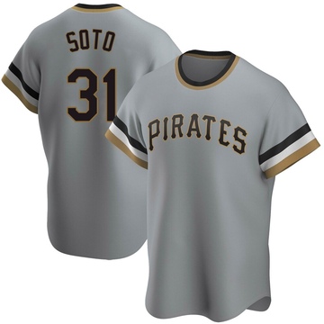 Replica Gregory Soto Men's Pittsburgh Pirates Gray Road Cooperstown Collection Jersey