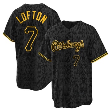 Replica Kenny Lofton Men's Pittsburgh Pirates Black Snake Skin City Jersey