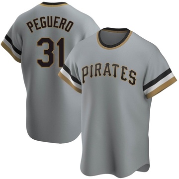 Replica Liover Peguero Men's Pittsburgh Pirates Gray Road Cooperstown Collection Jersey