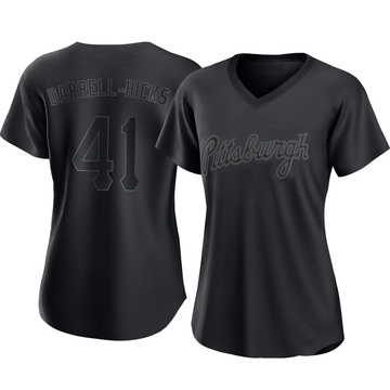 Replica Michael Darrell-Hicks Women's Pittsburgh Pirates Black Pitch Fashion Jersey