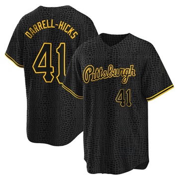Replica Michael Darrell-Hicks Youth Pittsburgh Pirates Black Snake Skin City Jersey