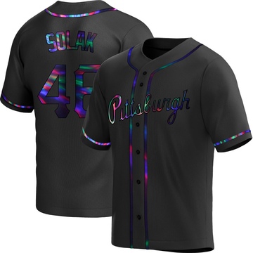 Replica Nick Solak Youth Pittsburgh Pirates Black Holographic Alternate Jersey