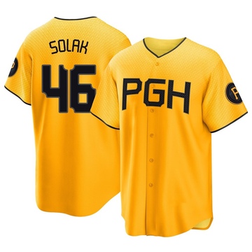 Replica Nick Solak Youth Pittsburgh Pirates Gold 2023 City Connect Jersey