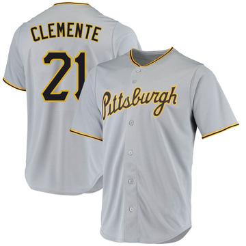Replica Roberto Clemente Men's Pittsburgh Pirates Gray Road Jersey