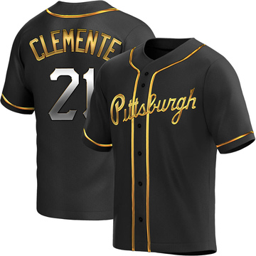 Replica Roberto Clemente Youth Pittsburgh Pirates Black Golden Alternate Jersey