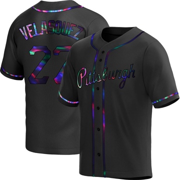 Replica Vince Velasquez Men's Pittsburgh Pirates Black Holographic Alternate Jersey