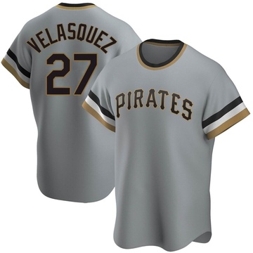 Replica Vince Velasquez Men's Pittsburgh Pirates Gray Road Cooperstown Collection Jersey